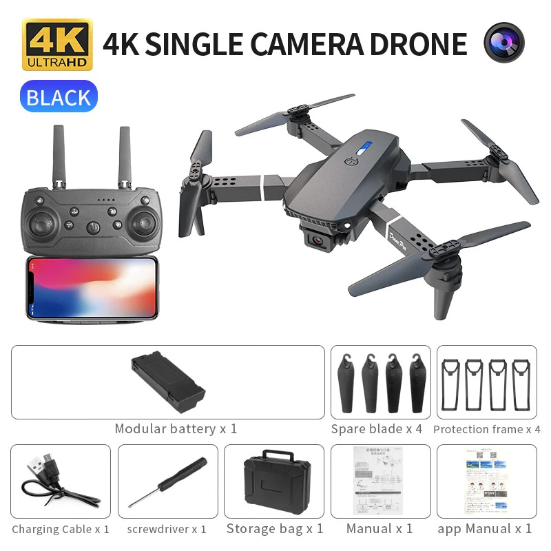 E88 프로 지능형 접이식 드론, 단일/듀얼 카메라 전 - Drone Aerial Photography 리뷰 및 가격