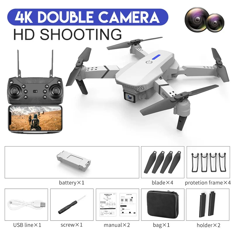 E88 프로 지능형 접이식 드론, 단일/듀얼 카메라 전 - Drone Aerial Photography 리뷰 및 가격